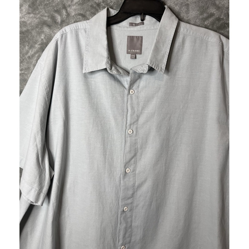 A-Frame‎ Collar Shirt Regular Fit Stretch Button Up XXXL Cotton Short Sleeve